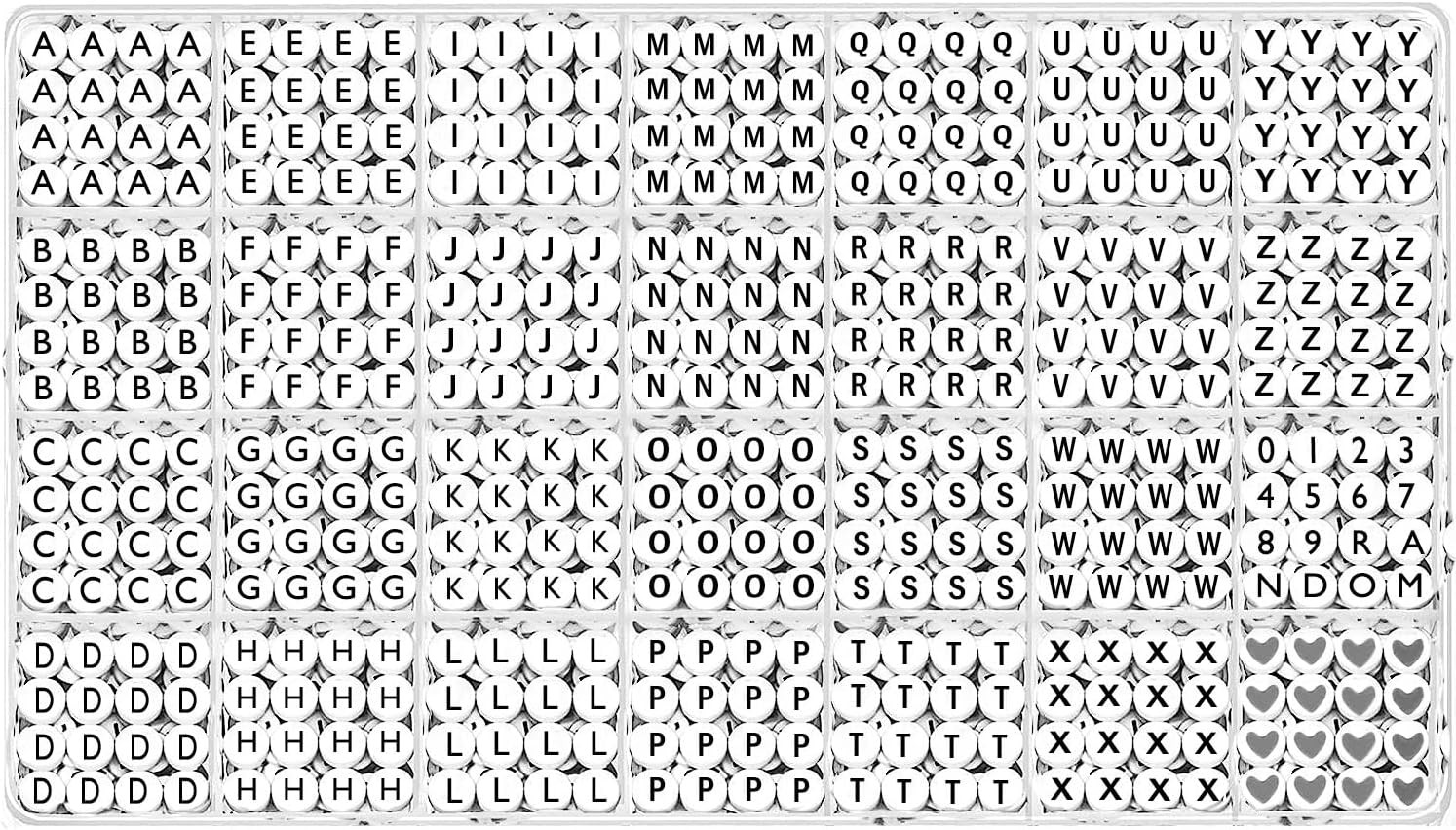 Alphabet Beads A-Z 1300+Pcs Letter Beads, Acrylic 4x7mm Round Letter Beads Kits,