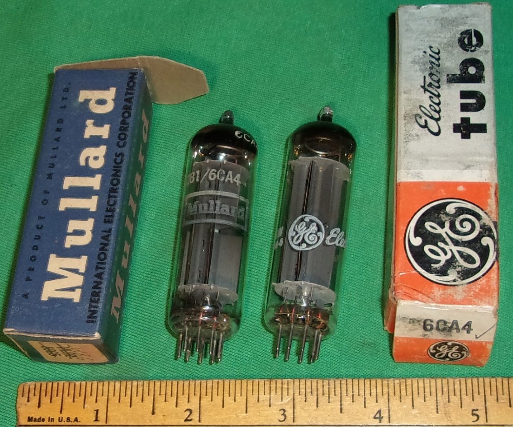 (2) 6CA4 Full-Wave Rectifier Tubes Great Britain Mullard & GE Tested GOOD!