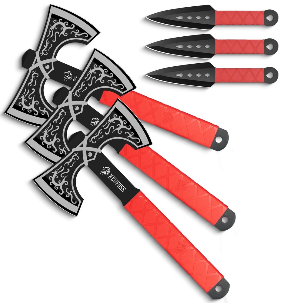 NedFoss Throwing Knife and Throwing Axe Set with Double Bit Design, Throwing ...