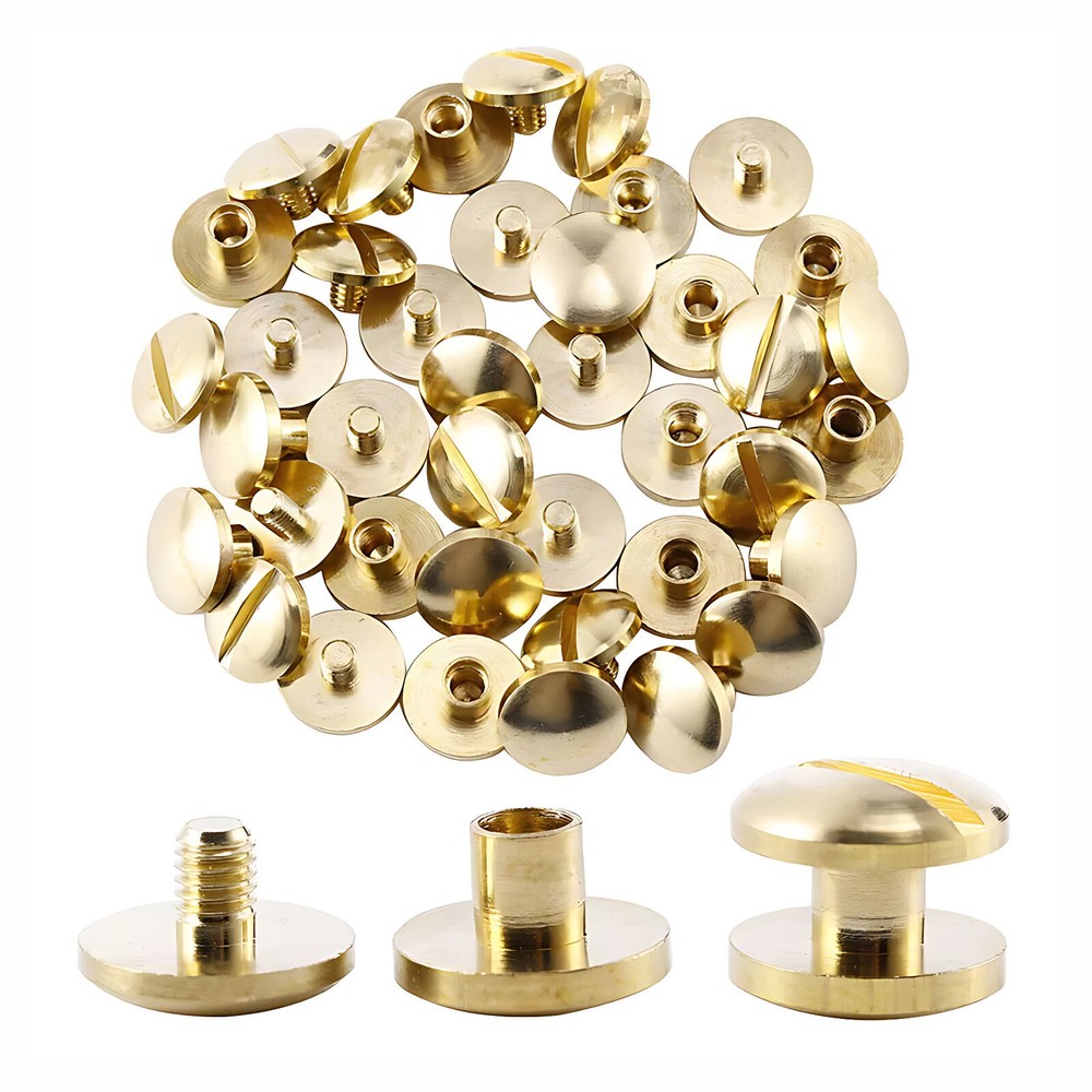 Solid Brass Screw Rivets Arc Head Leather Craft Hardware Durable Bags Books DIY