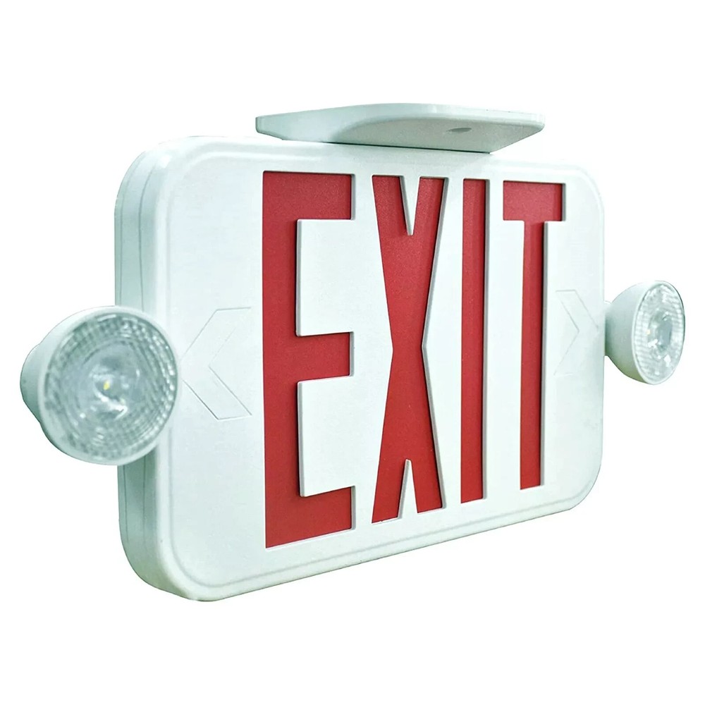 LIT-PaTH LED Combo Emergency EXIT Sign 2 Adjustable Head Lights Back Up Battery