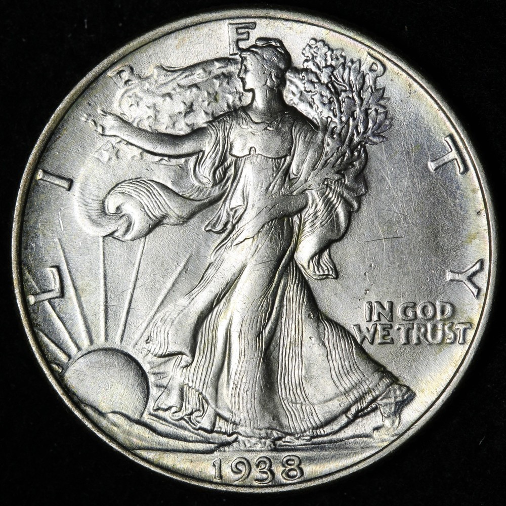 1938 Walking Liberty Silver Half Dollar AU+ E335 YANG