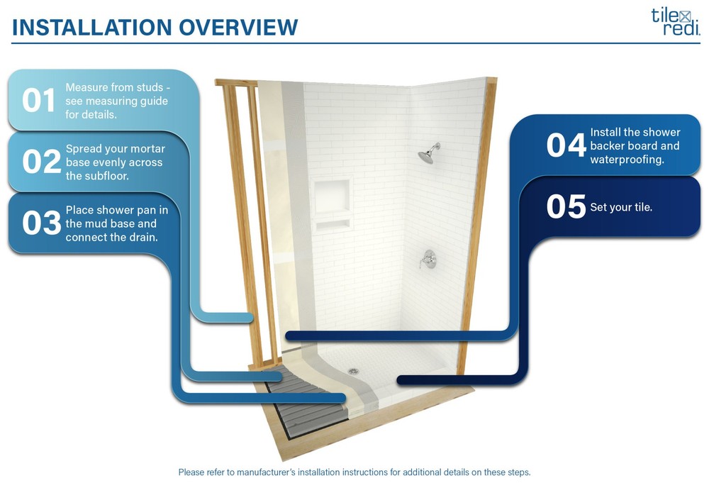 Tile Redi P3260C-PVC Redi Base 60" x 32" Rectangular Shower Base - Chrome