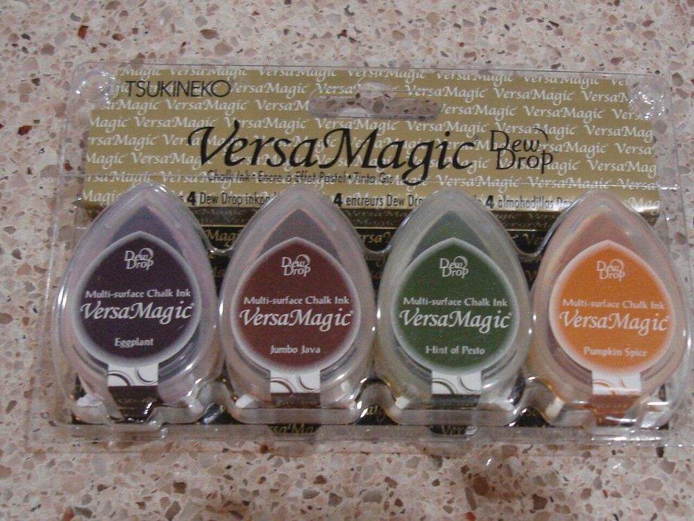 NEW Tsukineko Versa Magic Dew Drop 4 Pac Jumbo Java Pesto Pumpkin Spice Eggplant
