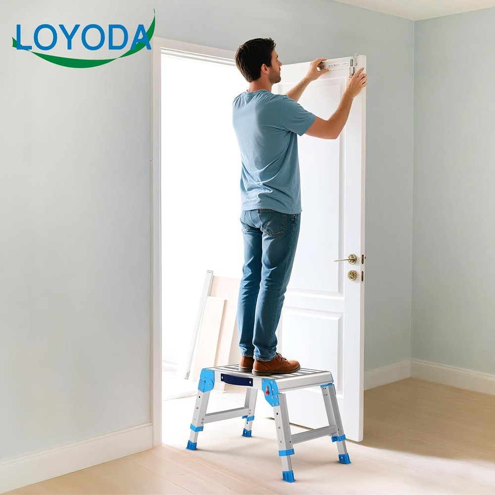 Work Platform 600 Lbs, Folding Step Stool with One-Touch Automatic Fold, 3 Heigh