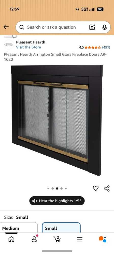 Pleasant Hearth Harper Fireplace Screen with Doors