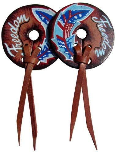 Hand Painted "Freedom" Feather Design Leather Bit Guards