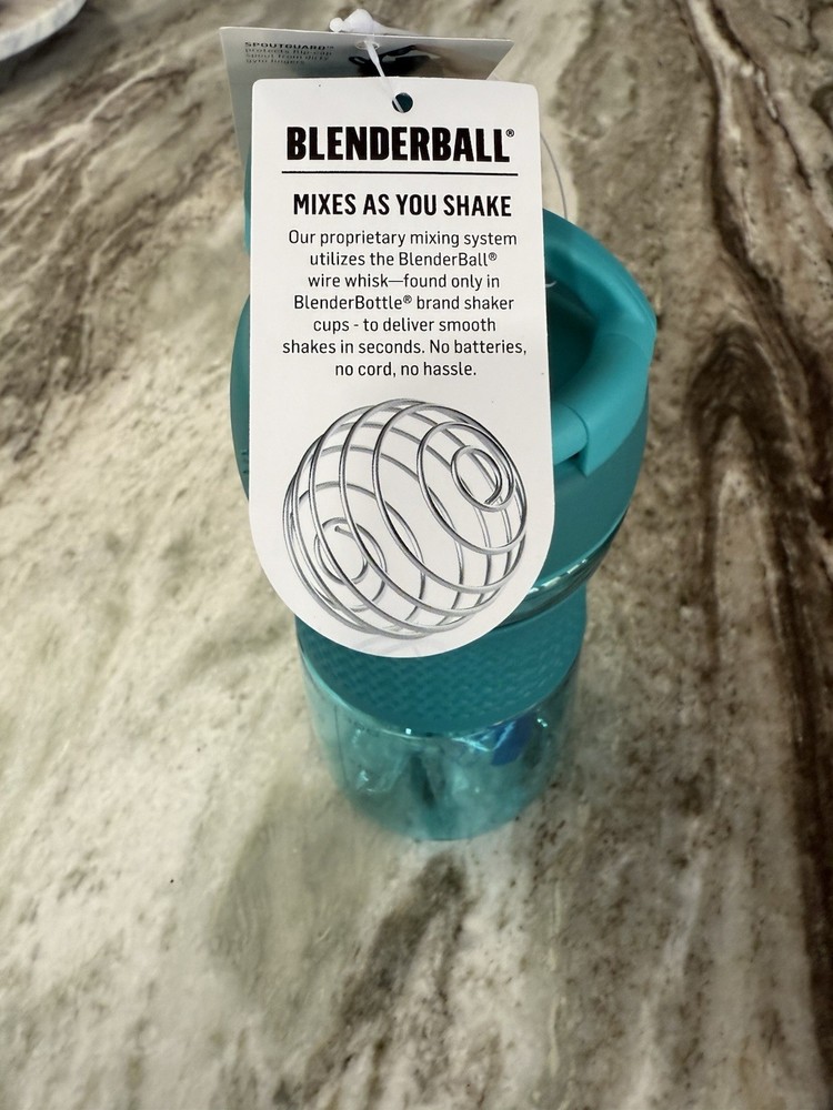 Blender Bottle 20 oz - Teal With Lid And Loop Top
