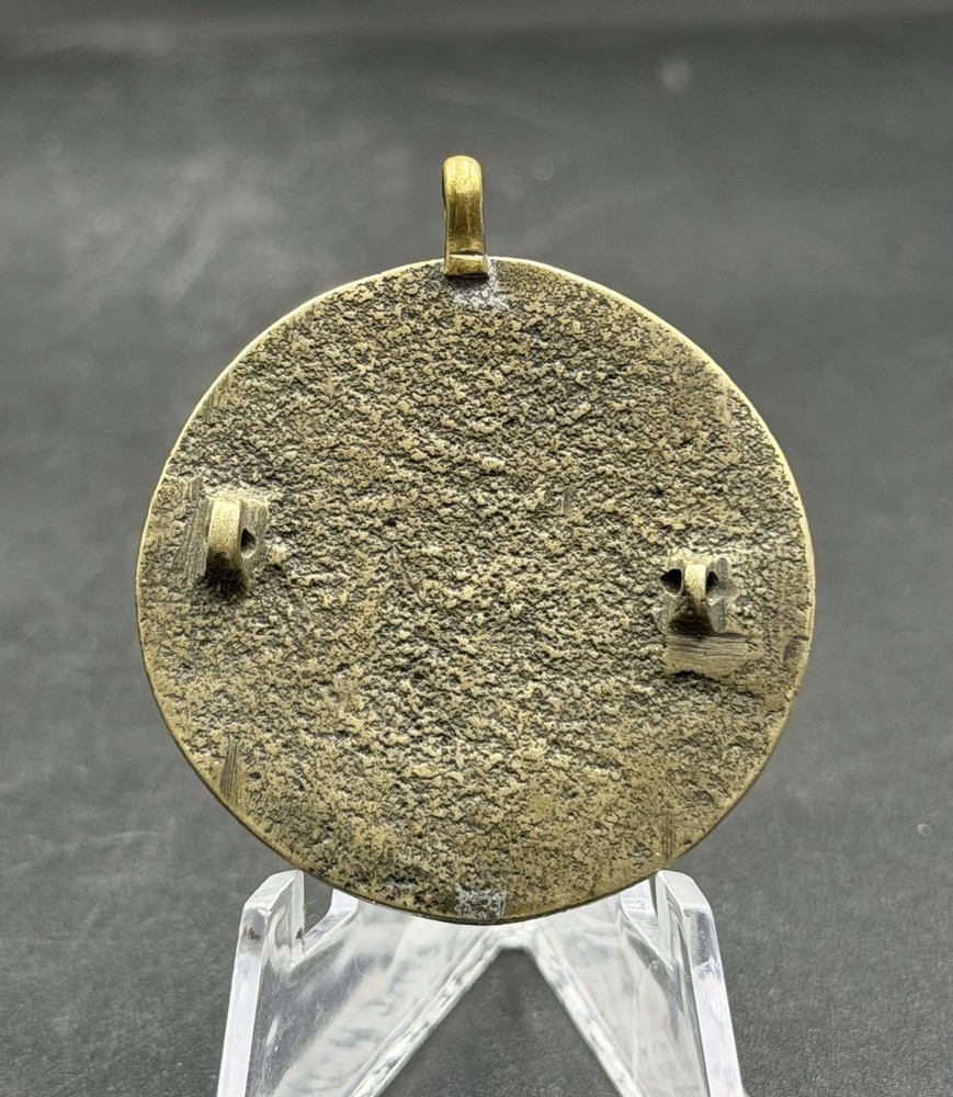 Islamic Brass Talisman Pendant Engraved Arabic Script Protective Amulet Round Pe