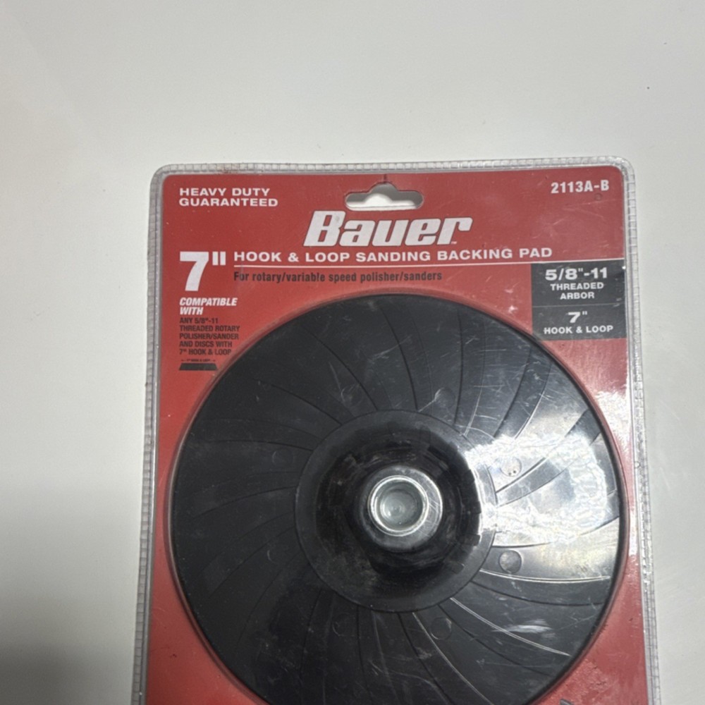 Bauer 7" Hook & Loop Rubber Backing Pad 5/8"-11 Threaded Arbor for Rotary Sander
