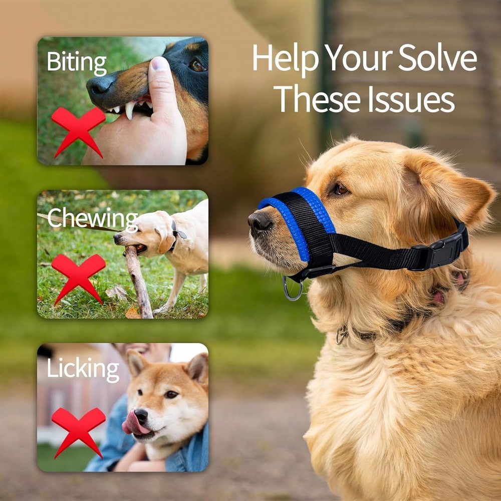 Nylon Dog Muzzle - Adjustable & Comfortable for Large Breeds, Black Design