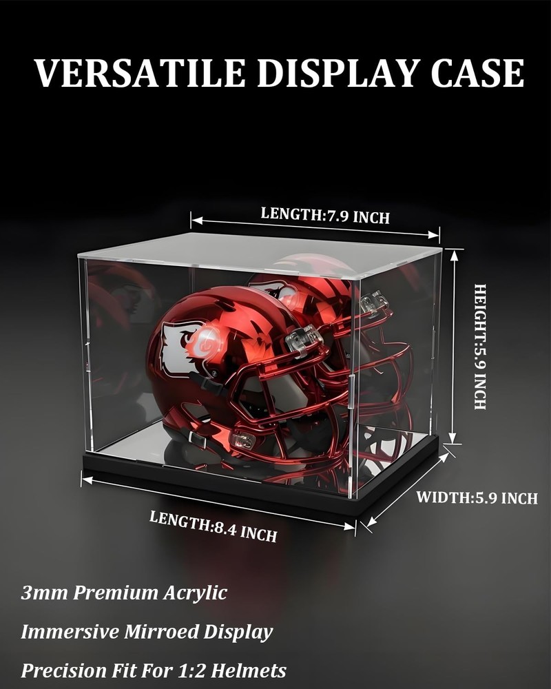 Mini Helmet Display Case with UV Protection & Case, Clear