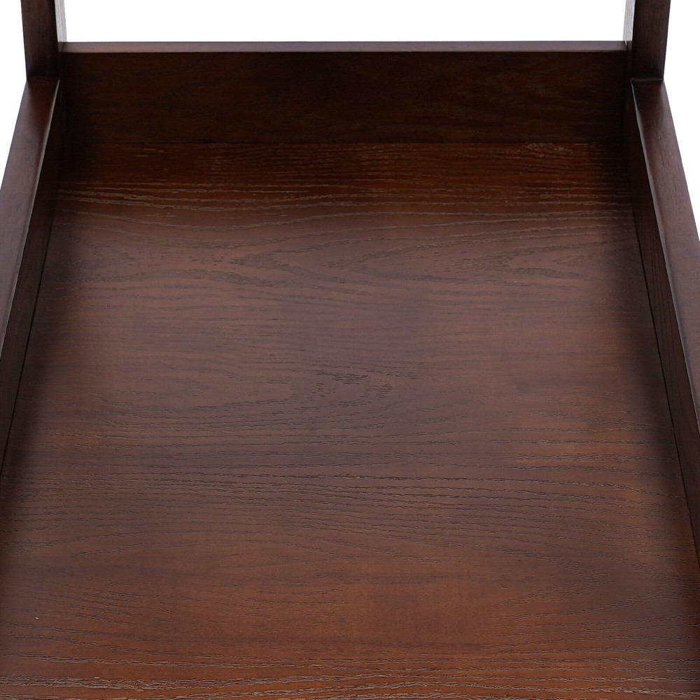 Walnut Retro Wood End Table, 2-tier Side Table, Storage Couch Table with Wheels