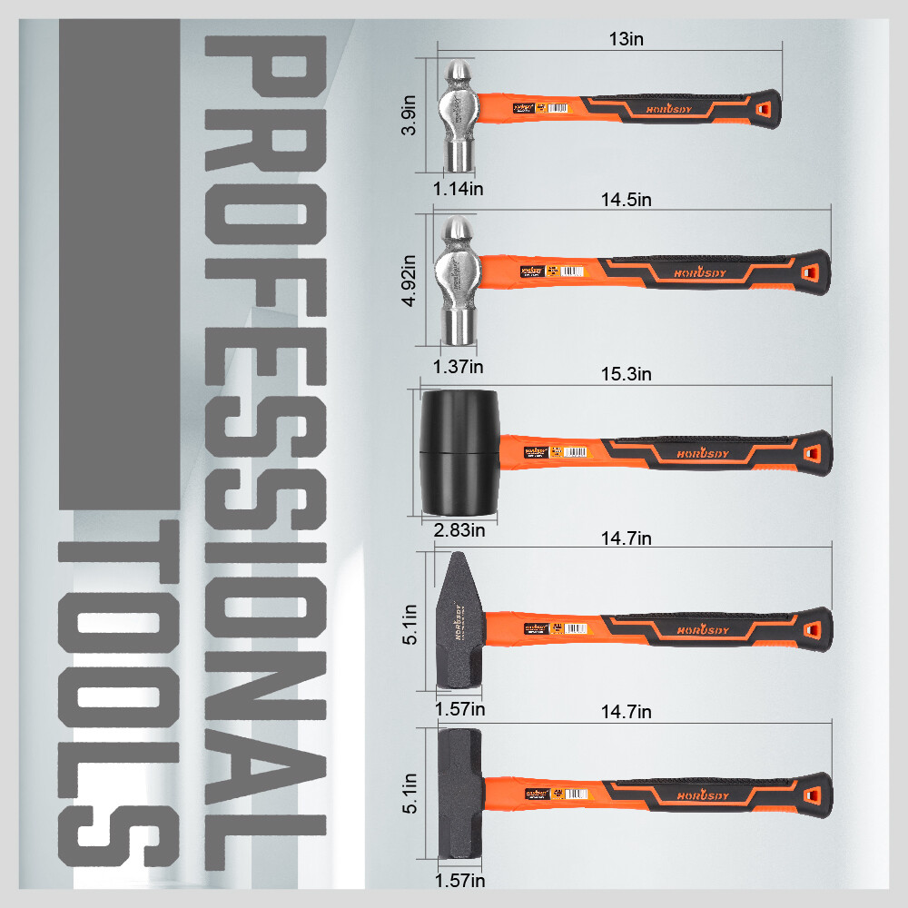 5 Piece Hammer Set Professional Blacksmith Propane Forge Tool Shop Garage Kit