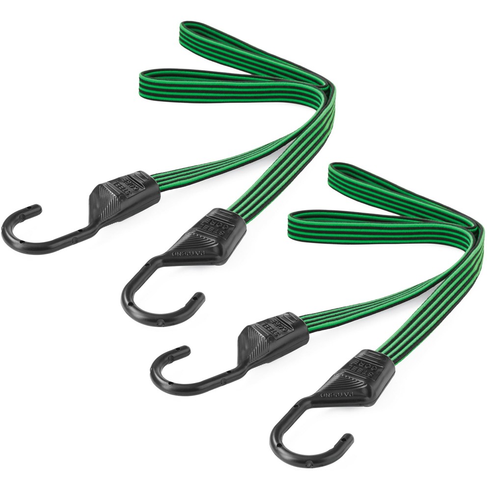 Hyper Tough Green/Black Poly-Pro Flat Bungee Cord, 48 inch, 2 Pack