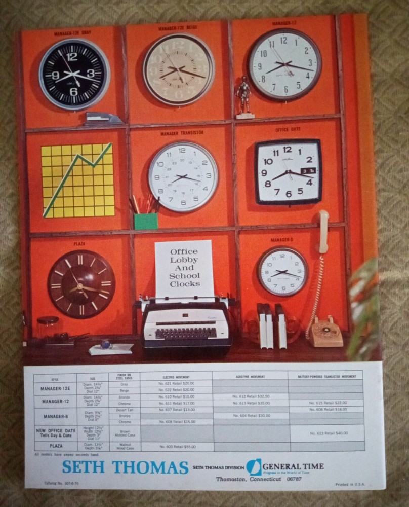 Original Seth Thomas Clock Catalog 507-6-70 28 pages