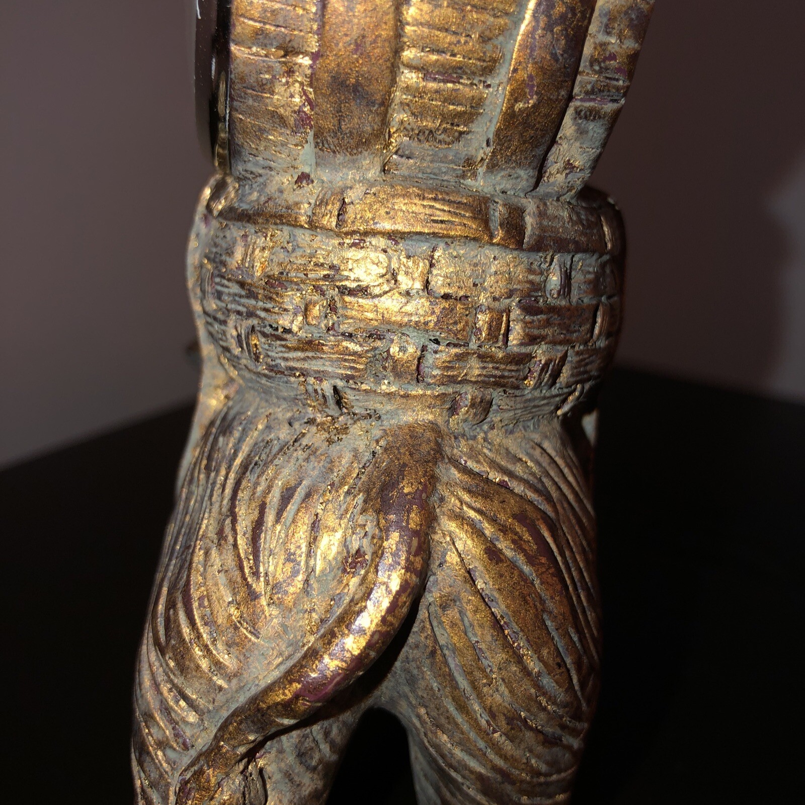 Bronze Style Resin Elephant Riding Monkey Mantle Quartz (Clock not working) 6"