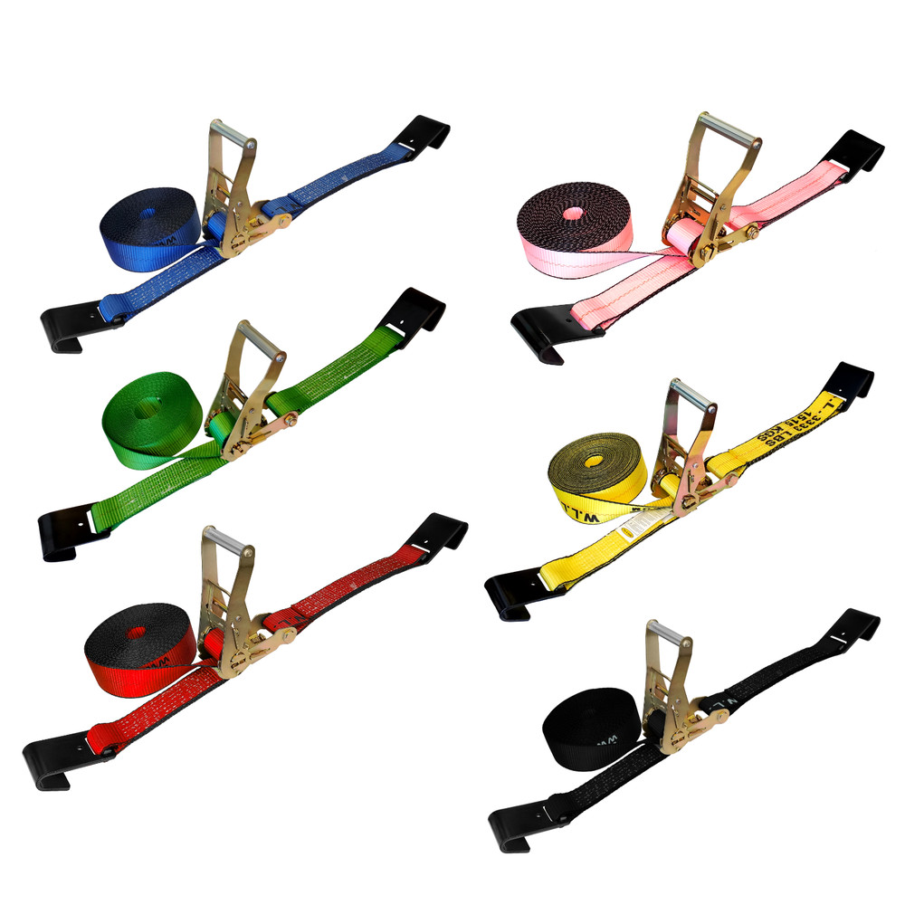 Heavy Duty 2" x 30' Flatbed Ratchet Tie Down Strap w/ Flat Hook WLL 3333 LBS