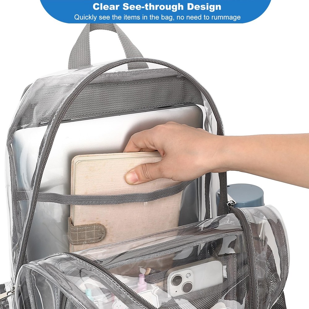 Heavy Duty Clear Backpack School Backpack PVC Transparent Backpacks See Throu...