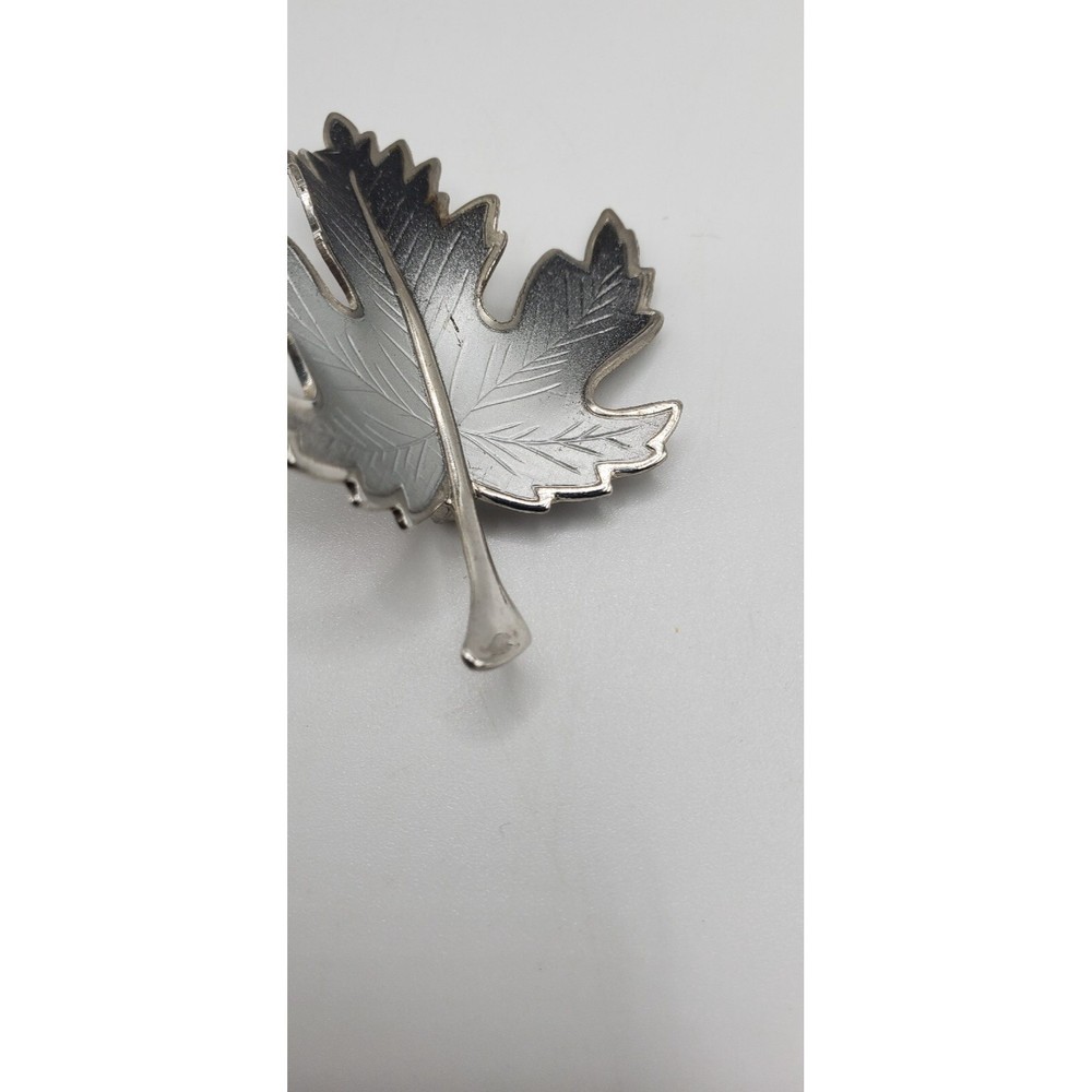 Silver Tone Leaf Brooch Fall Nature Boho 2.5" brw33