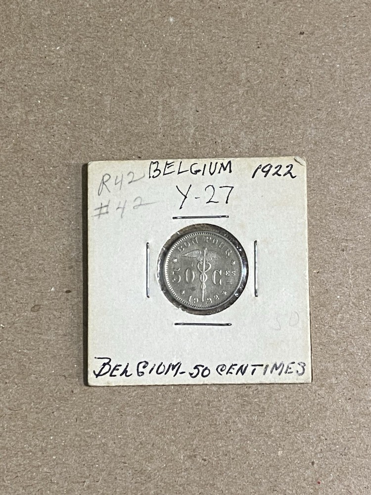 1922 Belgium 50 Centimes KM 87-Uncirculated!!!