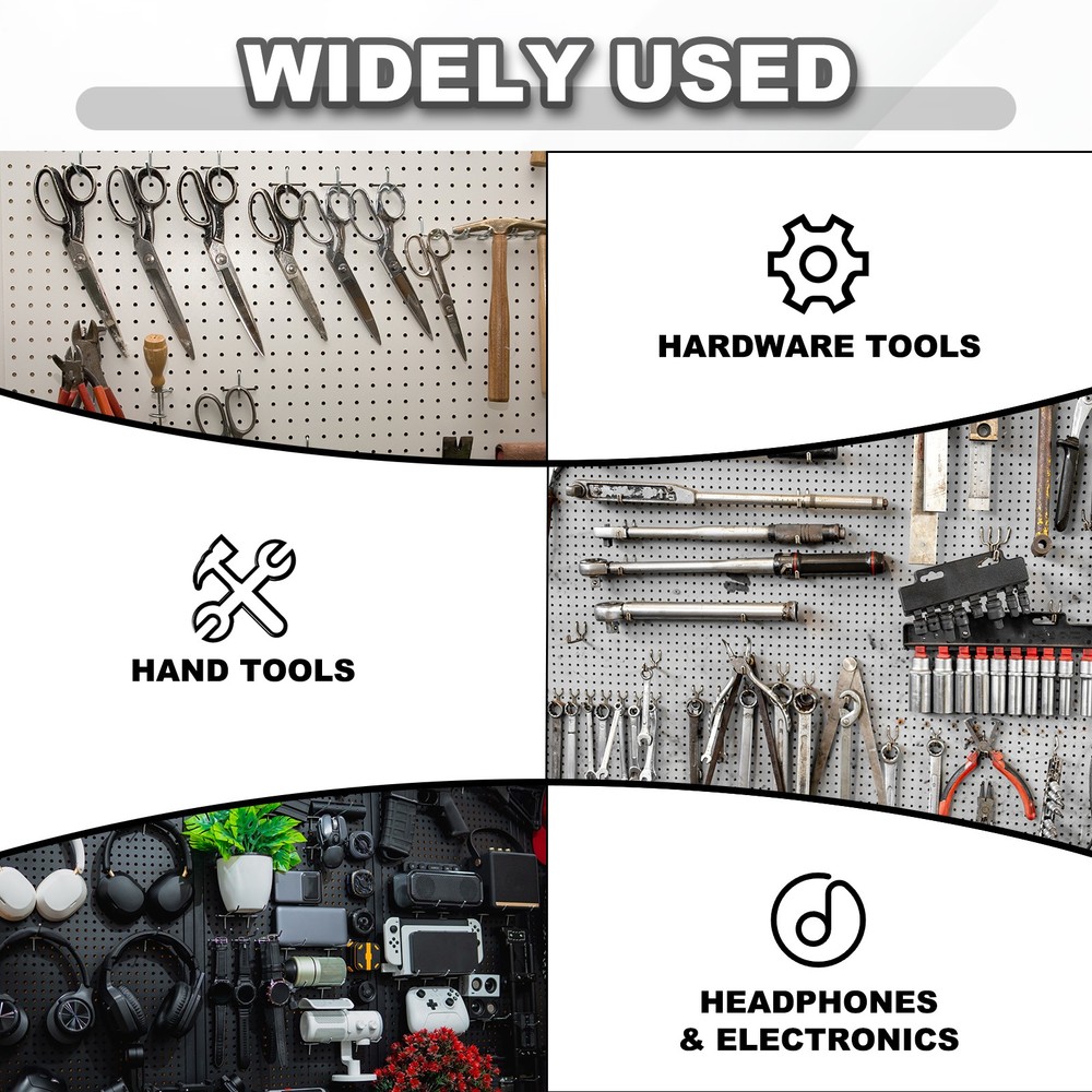 12 Pcs Pegboard Hooks, 3.9" Peg Board Hooks Kit, Silver Tone (1.2mm)