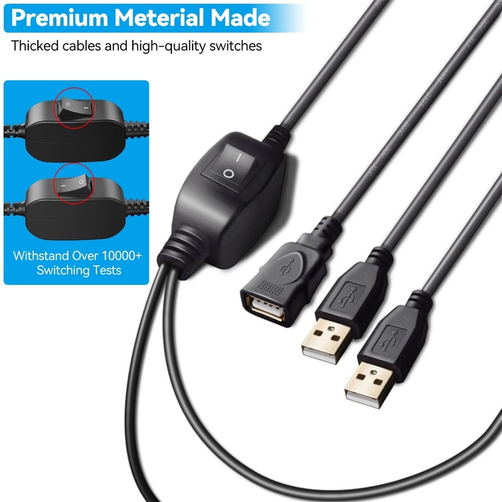 USB Printer Splitter for 2 Computers Share 1 Device w/ Two 5FT Cables 1 in 2 Out