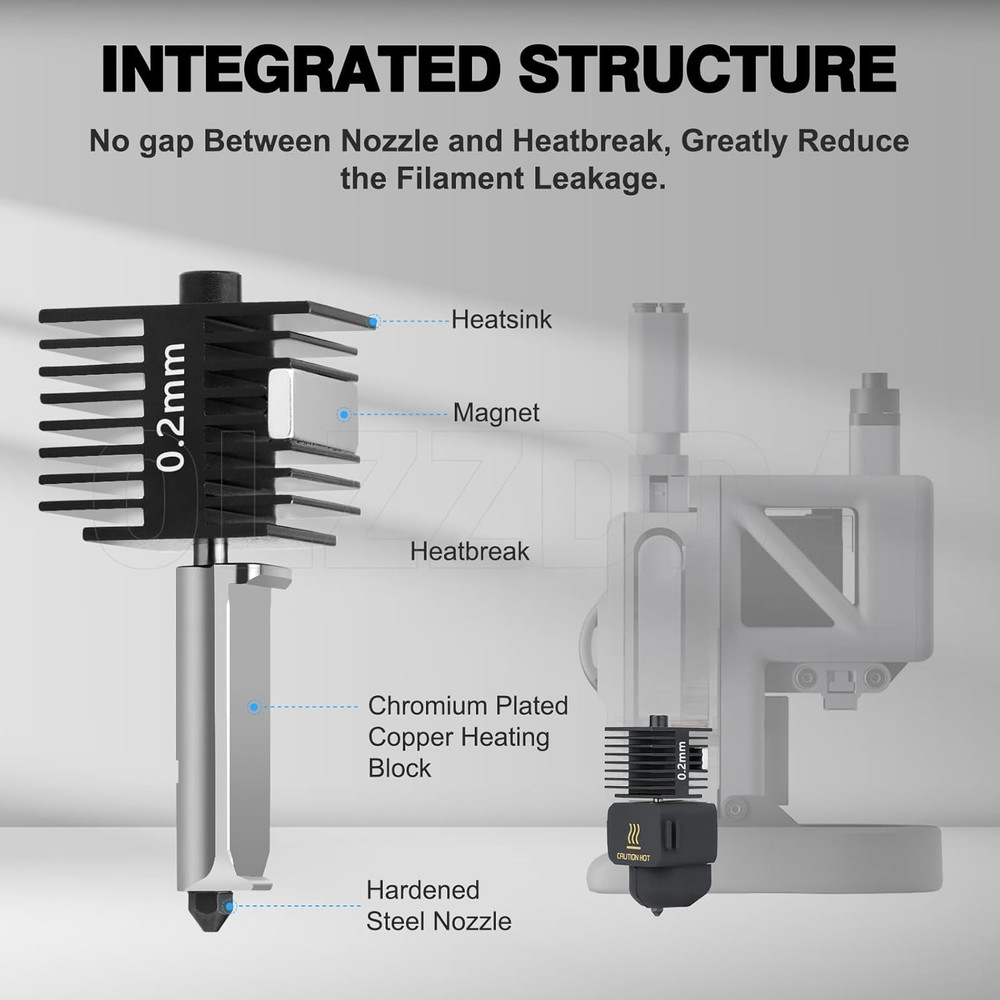 A1 Mini Hot End Kit with 0.2mm Nozzle for Bambu Lab A1/A1 Mini 3D Printers