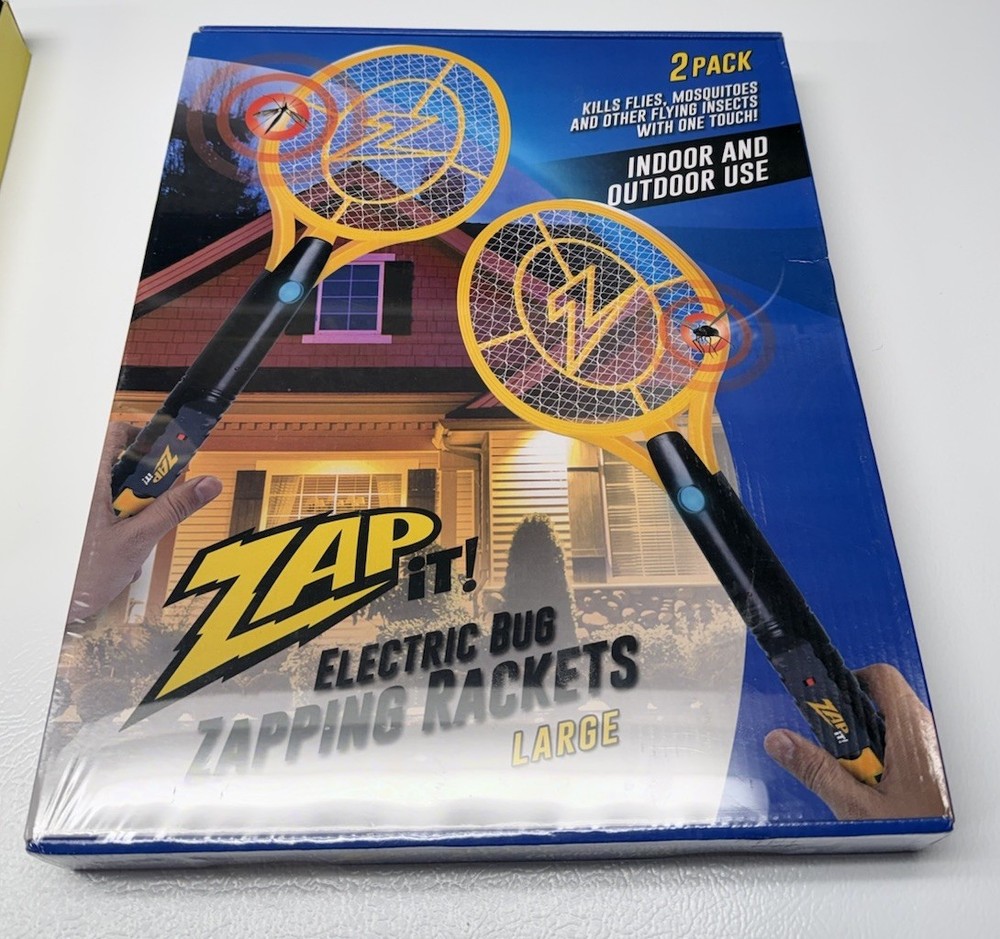 Zap It! Electric USB Rechargeable Bug Zapper Rackets Large 2 Pack + Bonus Unit