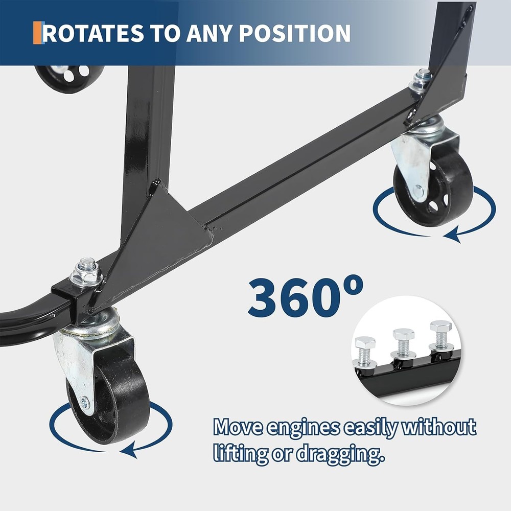 750lbs Engine Cradle with Wheels Rolling Engine Stand for Chevy Small Big Block