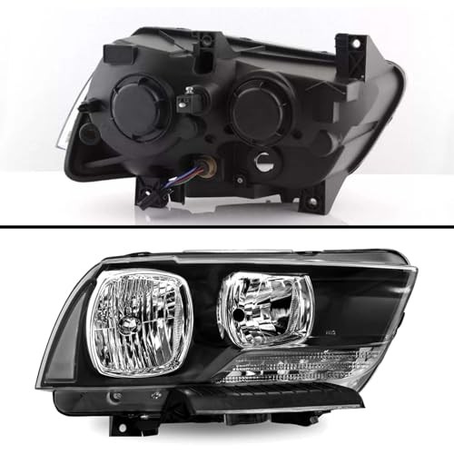 Headlights Assembly Compatible with 2011 2012 2013 2014 Dodge Black Clear Side