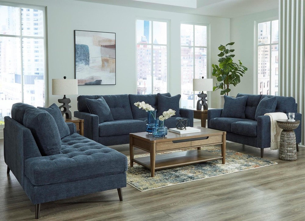 Bowery Hill Corner-blocked frame Navy Right-Arm Facing Corner Chaise