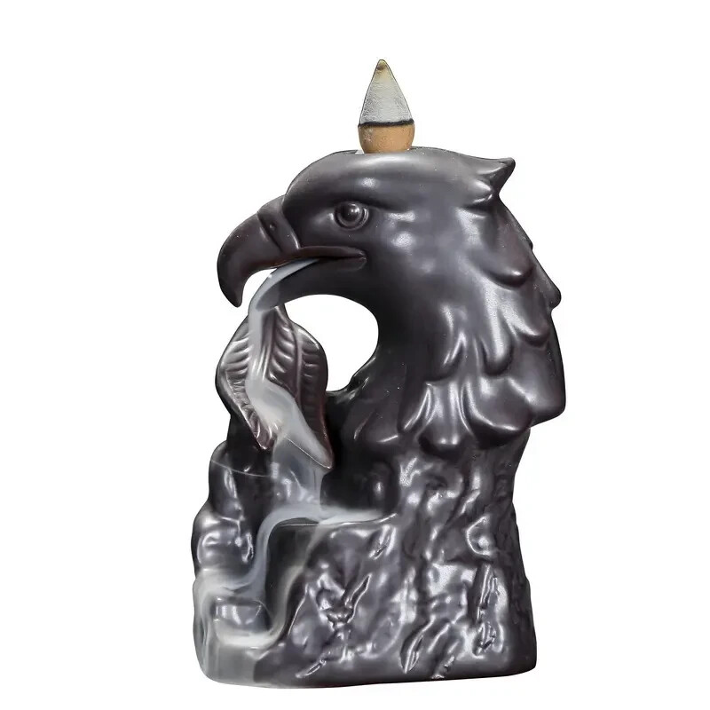 Eagle Head Backflow Cone Incense Burner holder waterfall ceramic reverse
