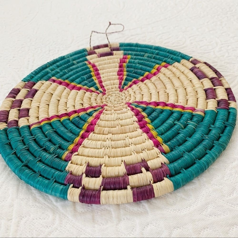 Boho Handwoven Trivet Basket Wall Hanging