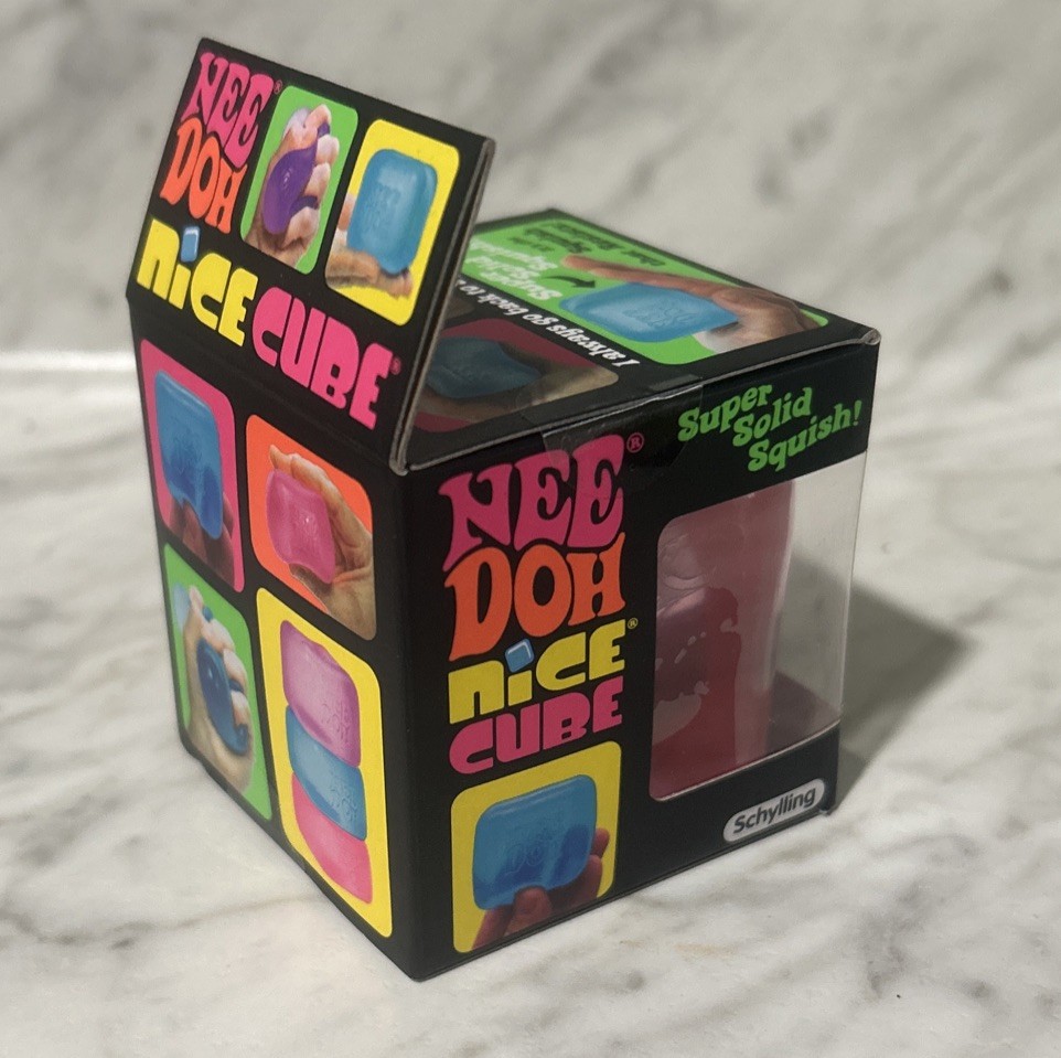 Needoh Nice Cube Pink -Sensory Squeeze Toy with Super Solid Squish - 2.25" Cube