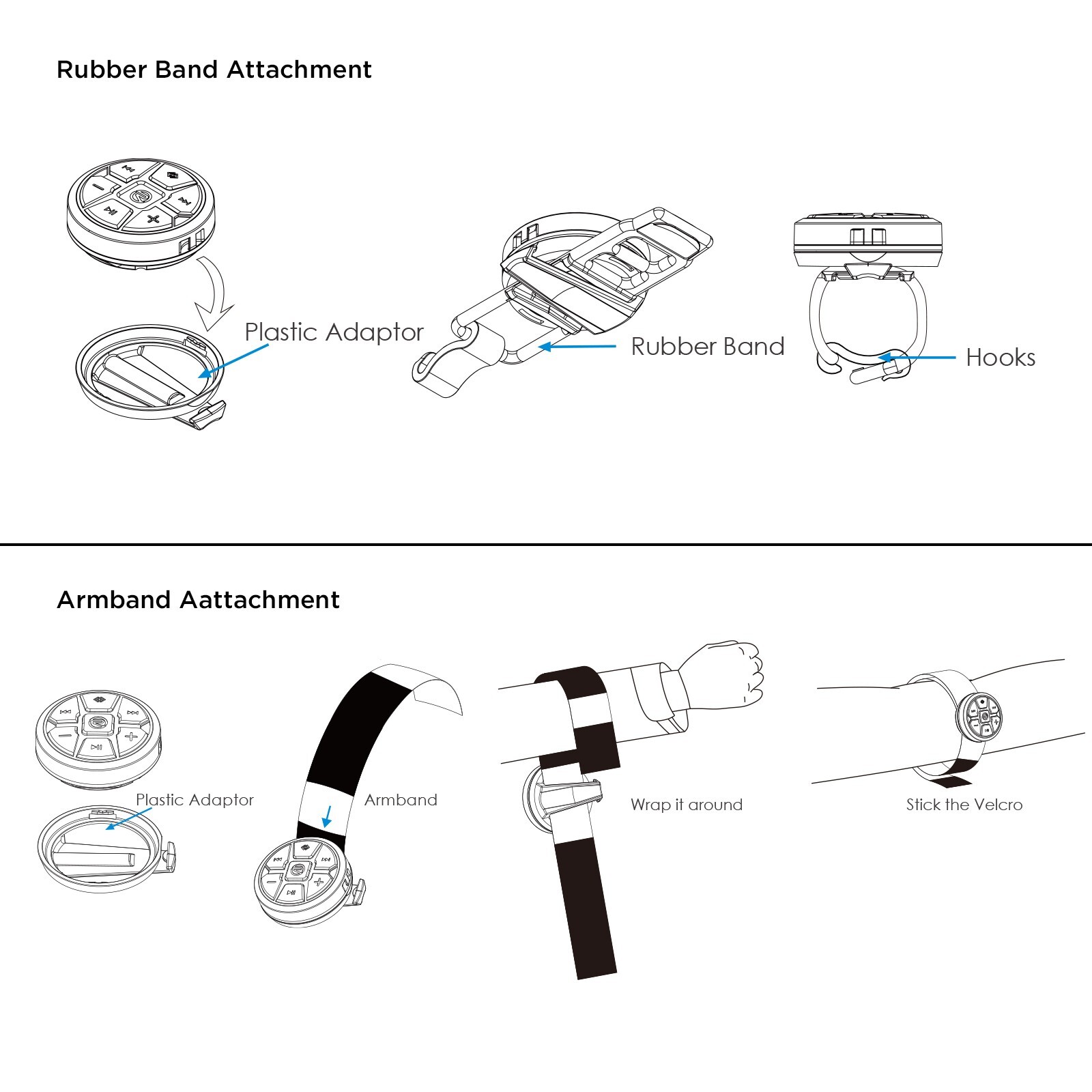 Recoil PRC2B Black Waterproof Bluetooth Wearable Media Button for Car Bike Boat