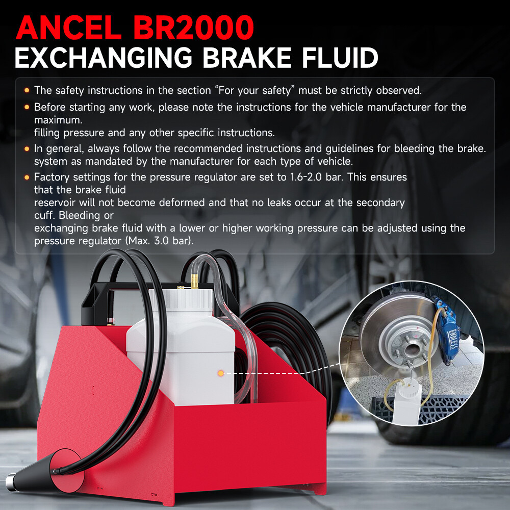 ANCEL Car Brake Fluid Exchanger Electric Pump Extractor Oil Bleeder Replace Tool