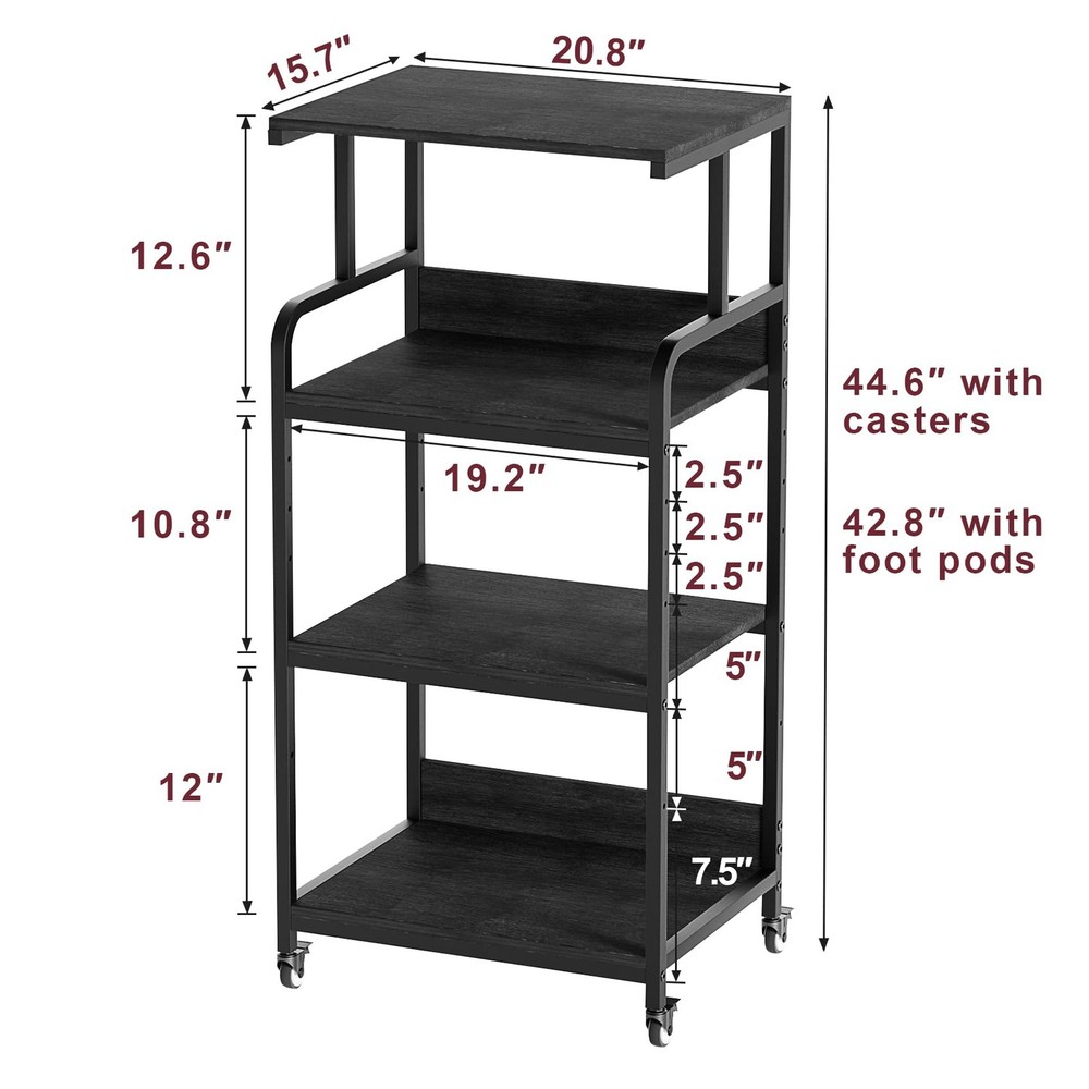 4 Tier Printer Stand with Wheels, Extra Large Tall Printer Table for Home Off...