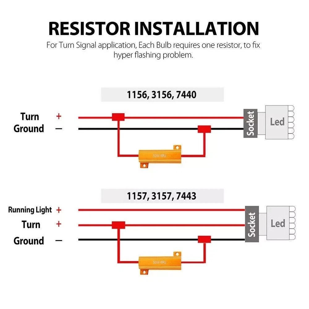 4pcs Load Resistor 50W 6RJ 6ohm LED Decoder FIX Hyper Flash Turn Signal Blinker