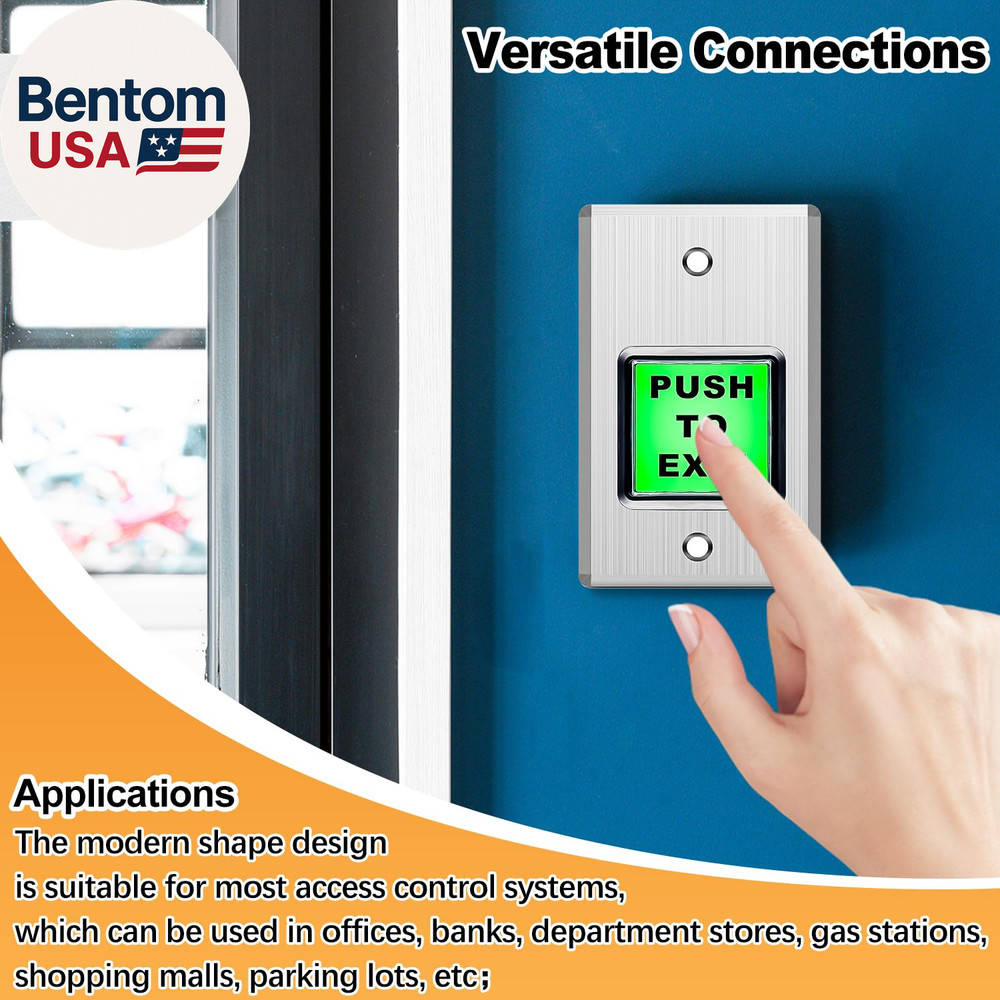 Push to Exit Button,Indoor Green Square Request to Exit Button,Stainless Steel E