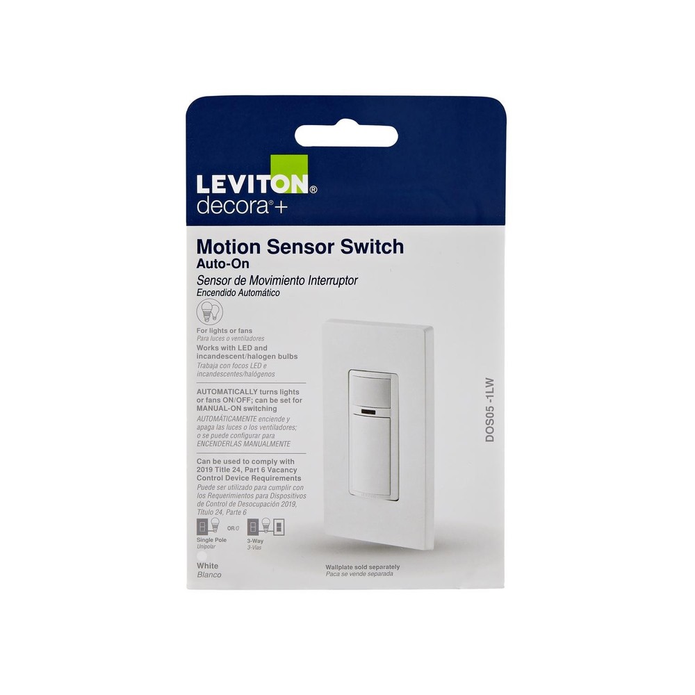Leviton Decora Motion Sensor Switch Single Pole or 3-Way White 1pk
