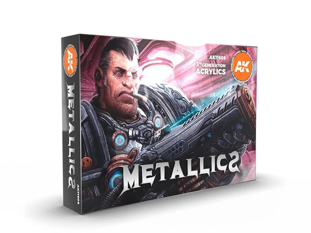 AK Interactive Metallics Set - Plastic Model Building Paints and Accessories ...