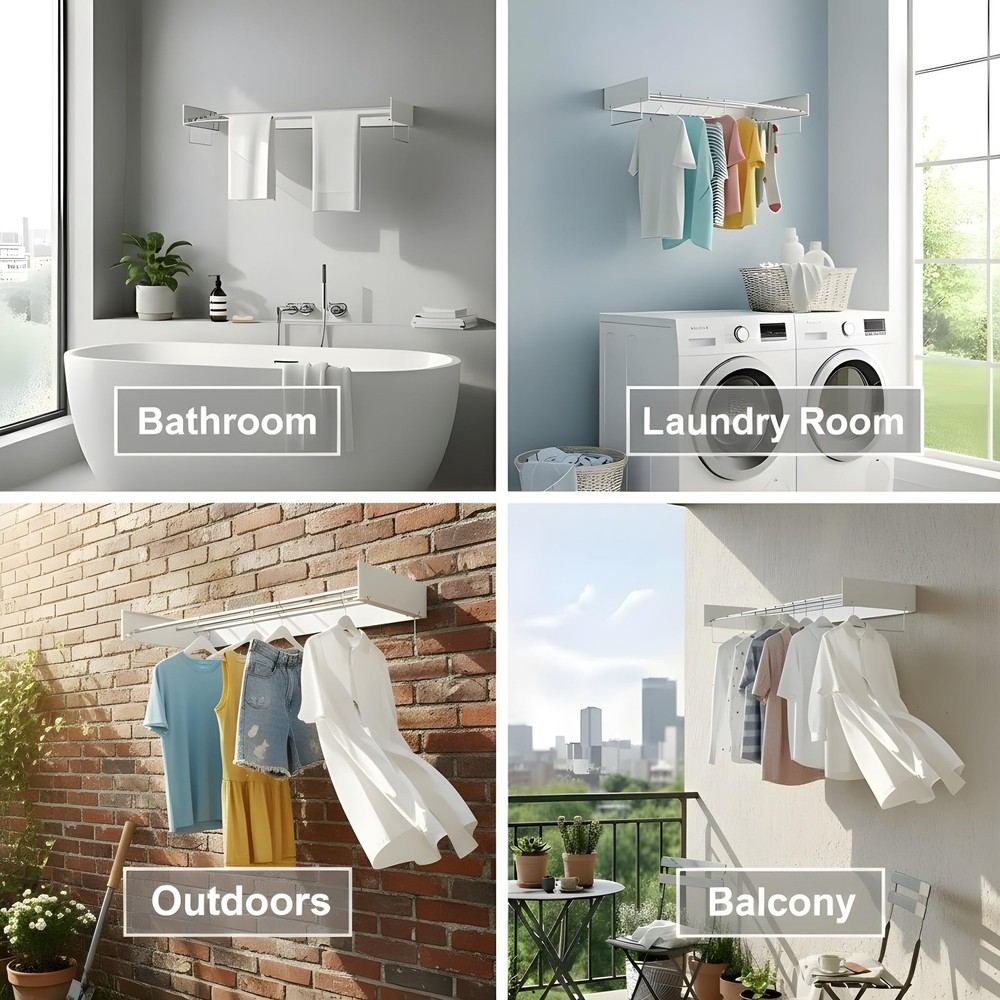 Wall Mounted Clothes Drying Rack Space-Saving Laundry Dryer for Clothing