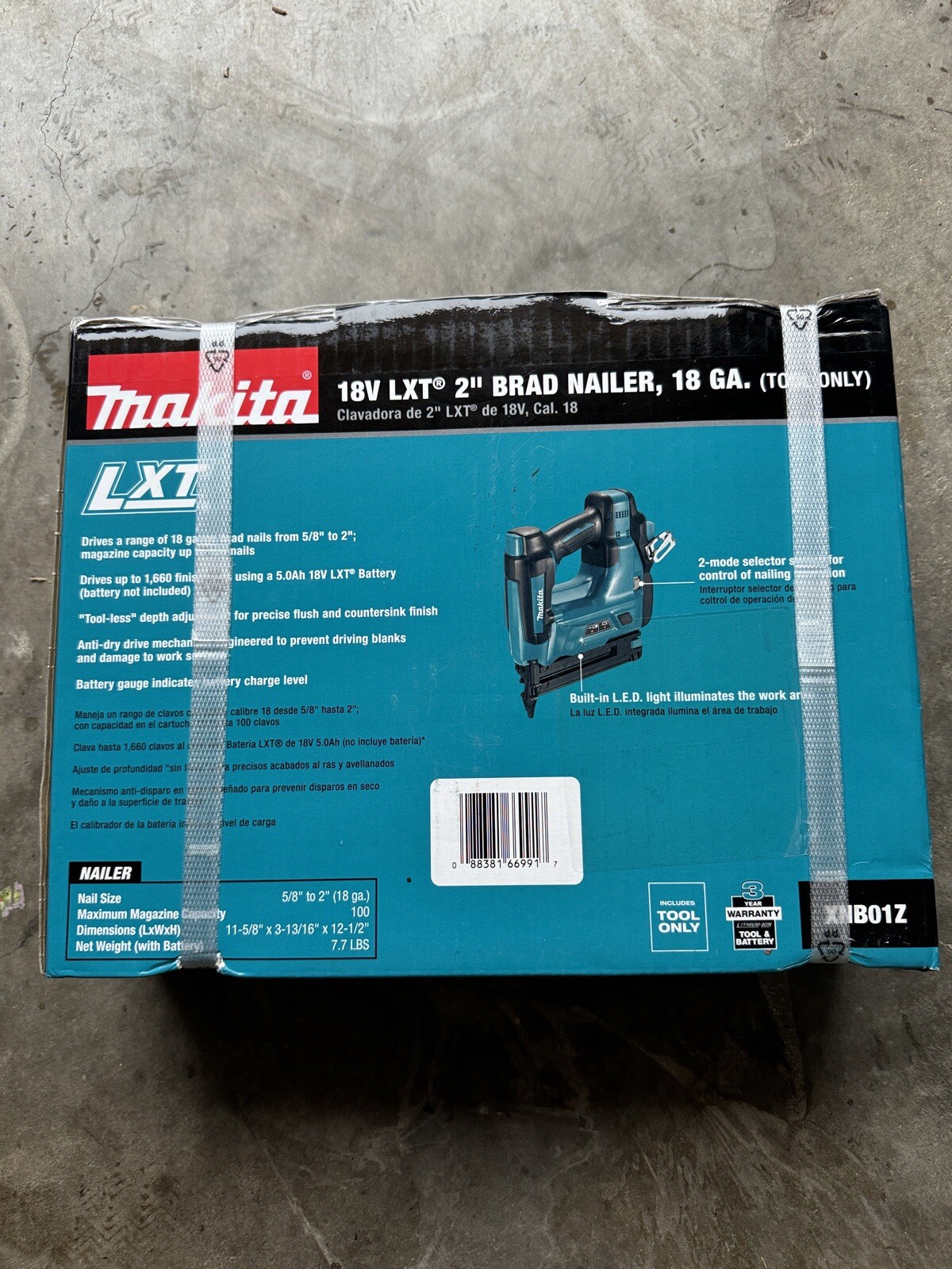 Makita LXT 18V Li-Ion 2 in. 18-Gauge Brad Nailer (Tool Only) XNB01Z - NEW!!!
