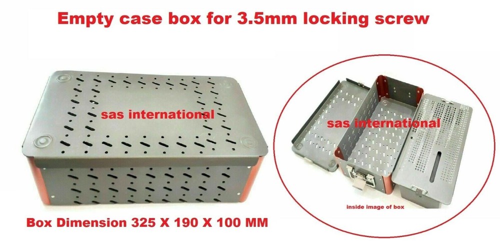 Orthopedic 3.5mm Locking screw instruments Empty case tray box surgicals