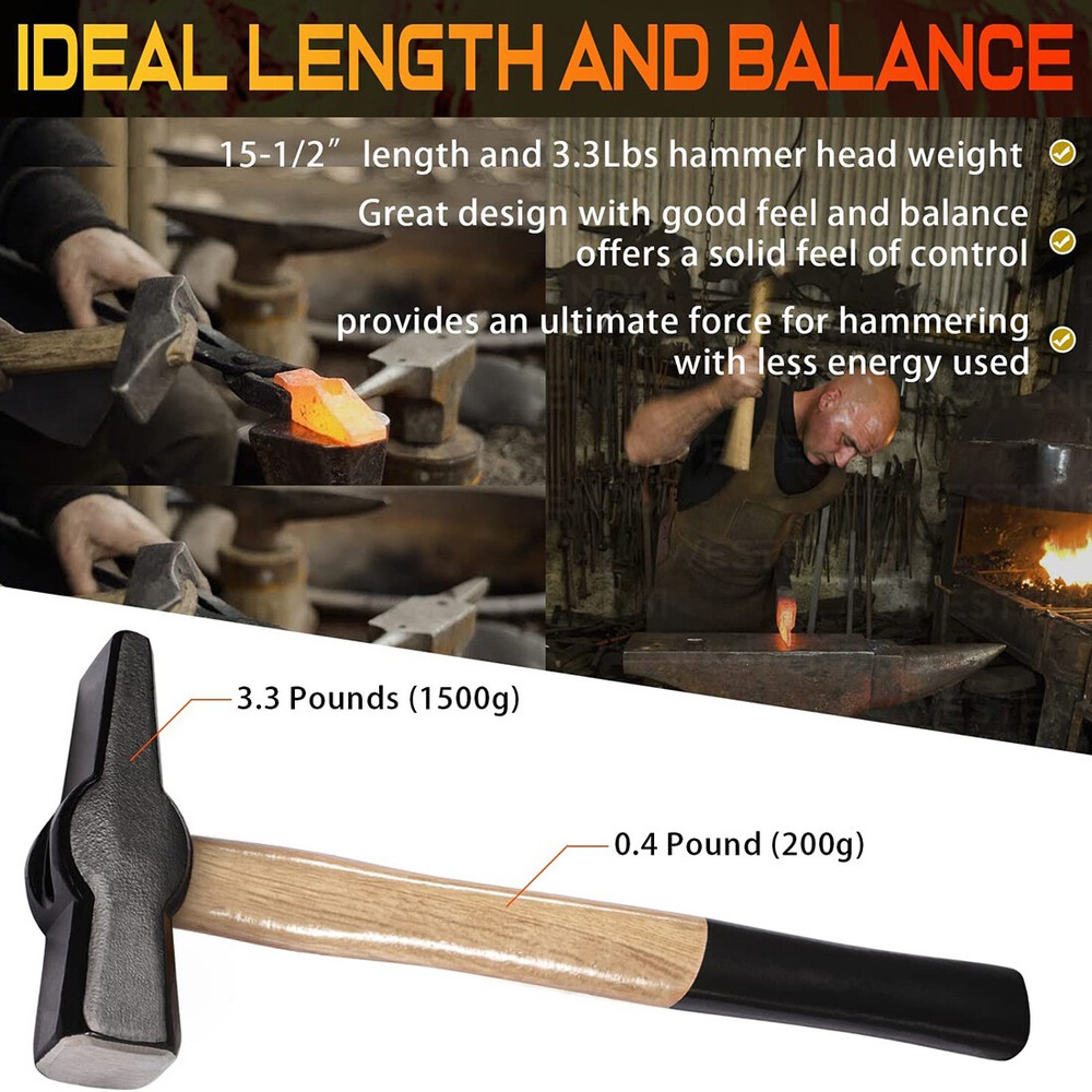 Blacksmiths Beginner Hammer 0000811-1500 Knife Making Metalworking Forge Tool