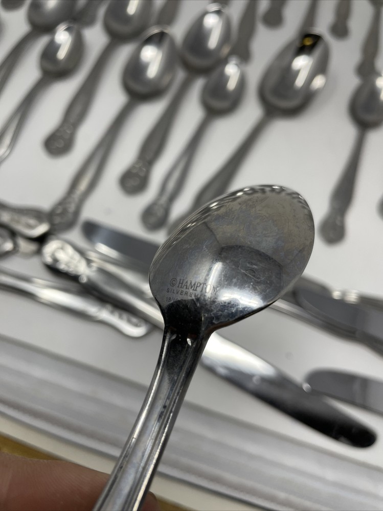 45pc Hampton Silversmiths AMERICANA CLASSIC Stainless Serving For 8 Flatware