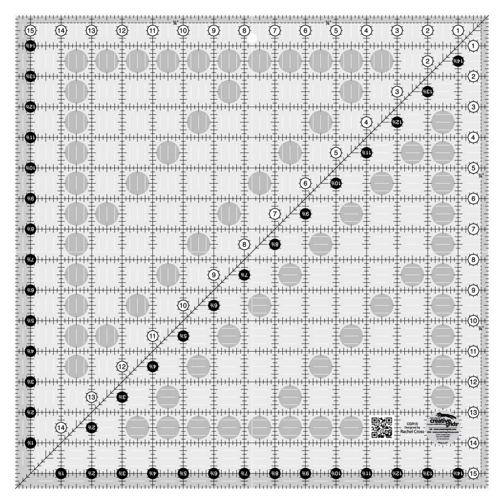 Creative Grids Quilt Ruler 15.5" Square Non-Slip CGR15 Made in USA