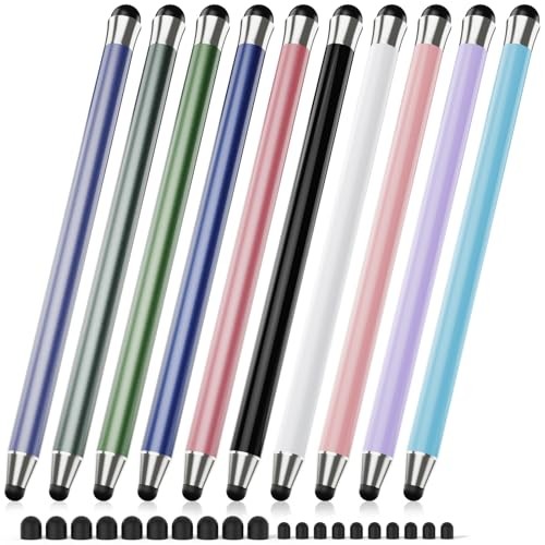Stylus Pen for Touchscreen 10Pcs, 2-in-1 High Sensitivity & Precision Colorful