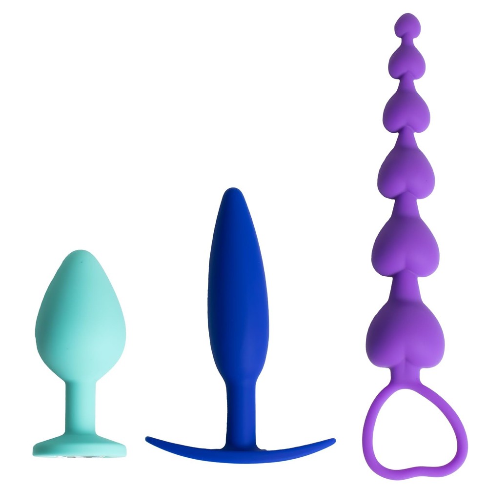 Anal Bead & Anal Training Kit, 3PCS Silicone Anal Plug Set with Pull Ring, Be...